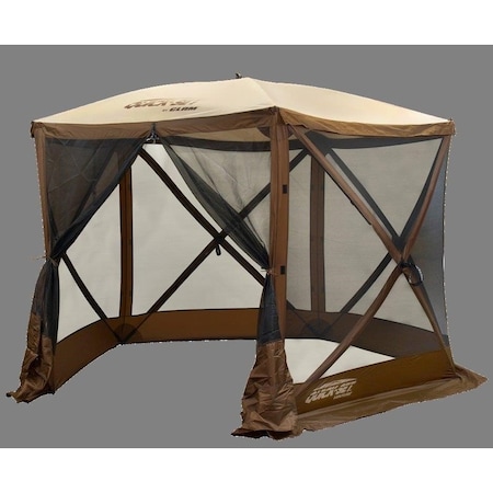 Quick Set Escape Screen Shelter - 6 side with Wind Panel Flaps, Brown/Tan Roof/Black Mesh 9879